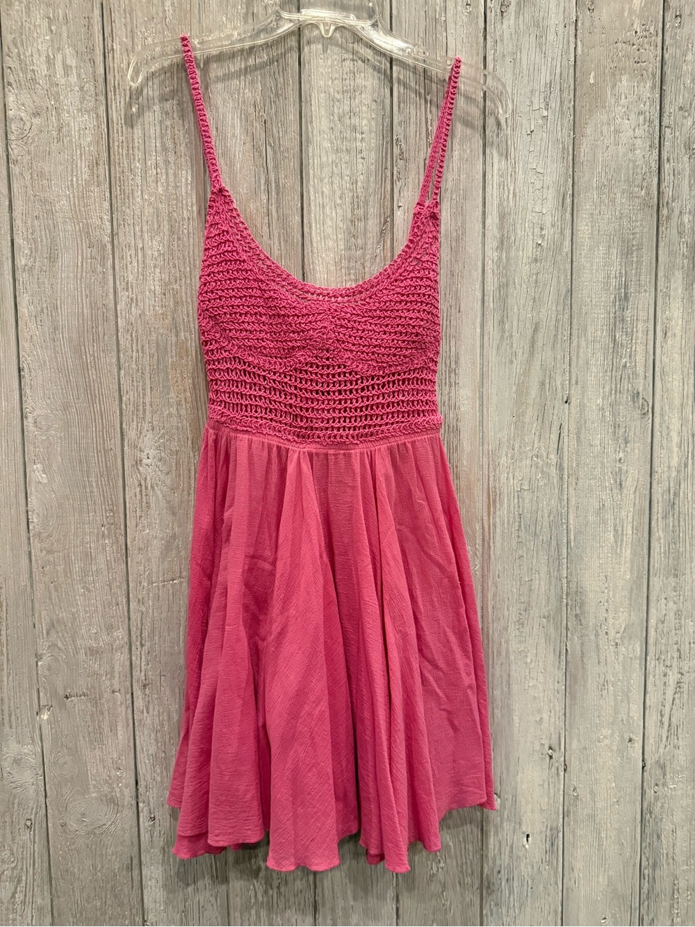 Surf Gypsy Pink Crochet Bodice Mini Dress